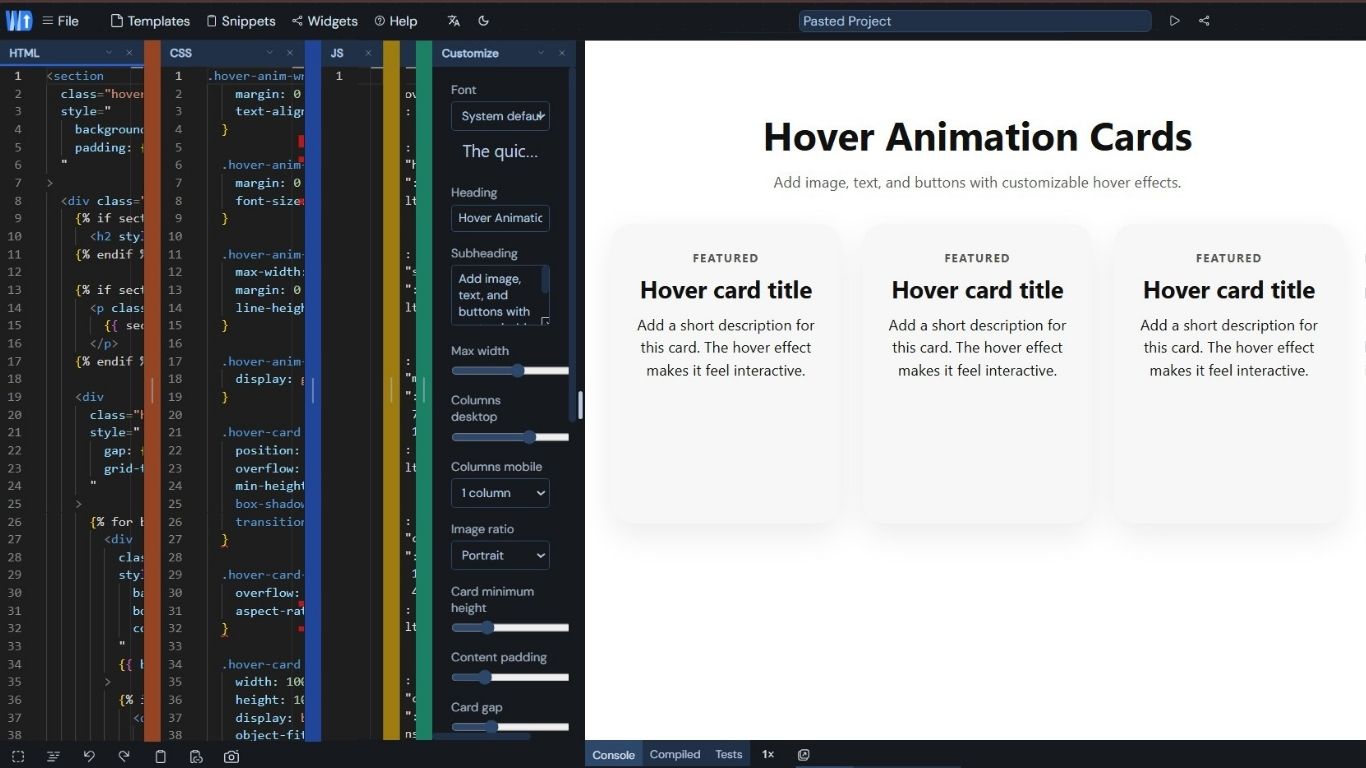 Fugte.com editor with code and live preview