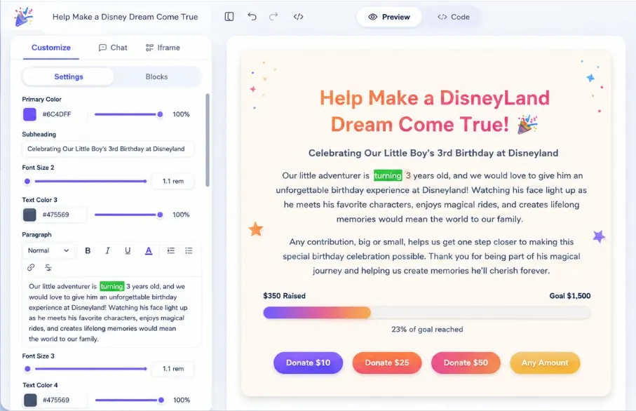 Fugte editor with code and live preview
